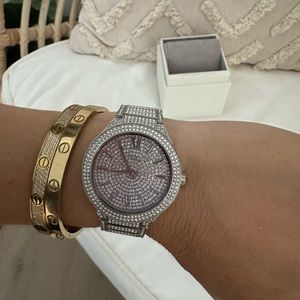 NEW Michael Kors Kerry Crystal Pave Stainless Steel Watch